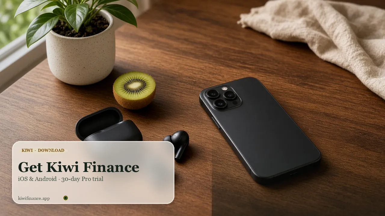 Phone on desk — get Kiwi Finance