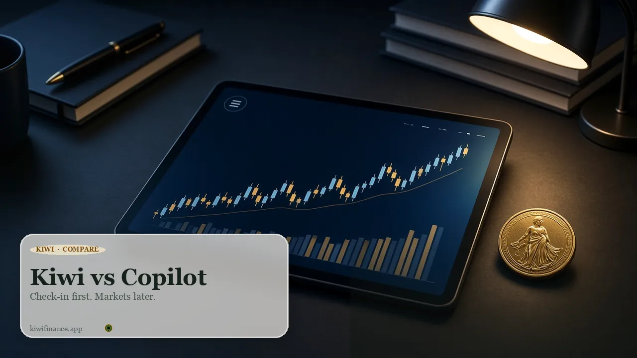 Market chart on tablet — Kiwi vs Copilot